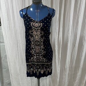 Bohemian Navy Spaghetti Strap Dress